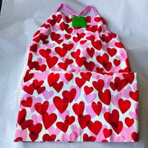 Kate Spade  Pink and Red Hearts Kitchen Apron 33" x 33"  100% Cotton
